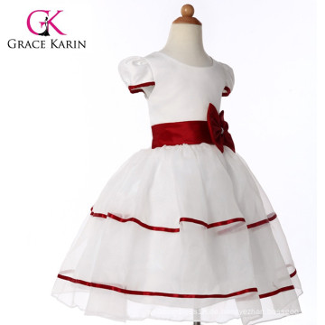 Grace Karin Rot und Weiß Kurzarm Blumenmädchen Kleider CL4605